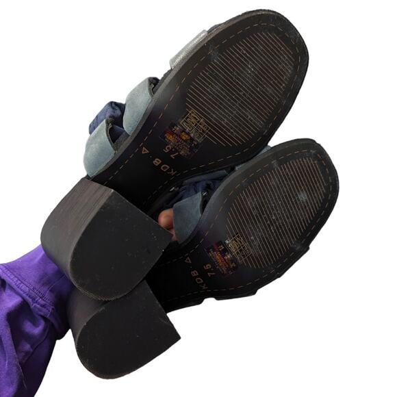 Kelsi Dagger Brooklyn Monaco Sandal Black Blue Fabric Block Heels Slip On 7.5. - Picture 4 of 7